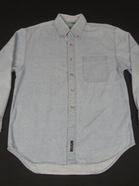 VINTAGE PORT & COMPANY LONG SLEEVE BLUE DENIM BUTTON UP MEDIUM SHIRT L578